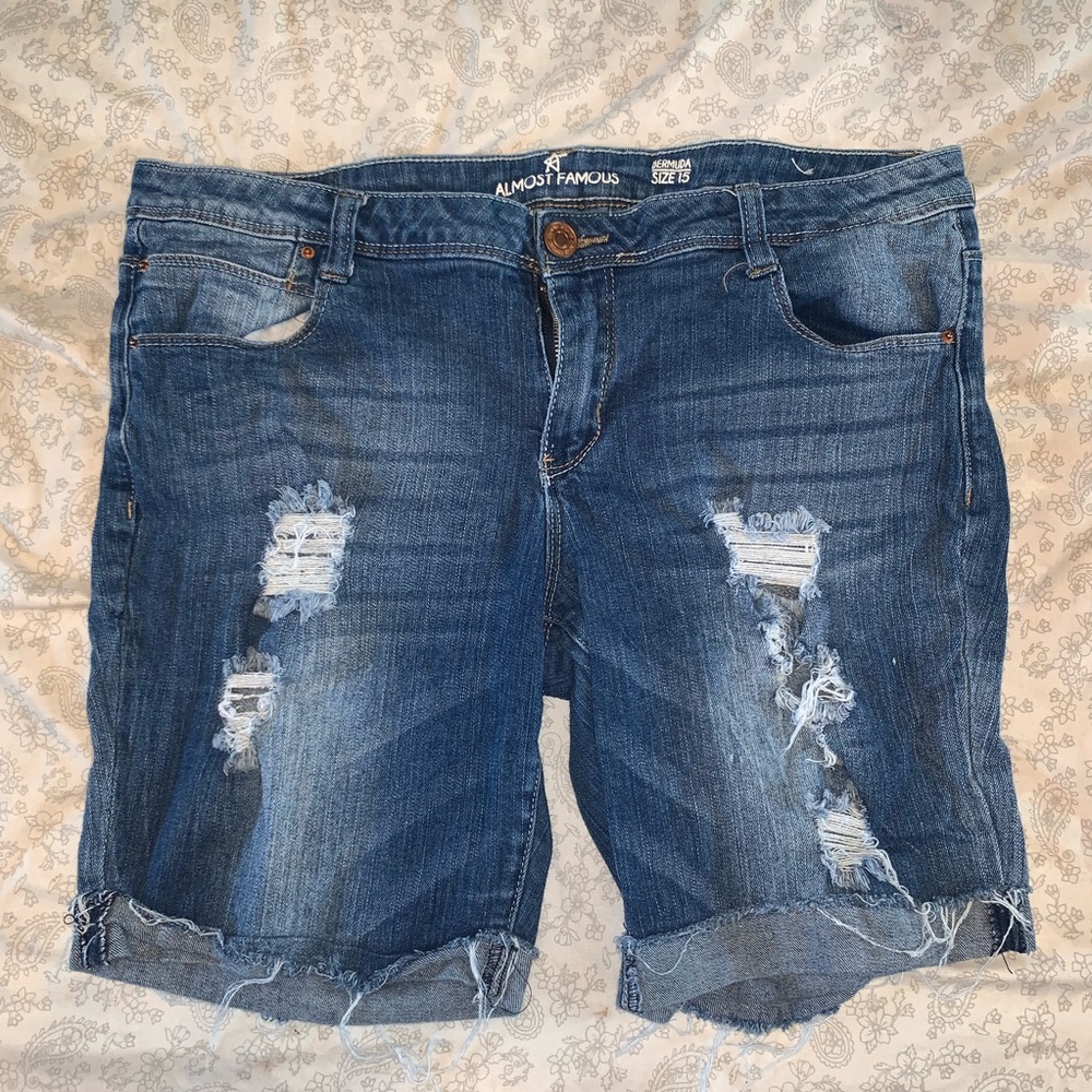 Mid Thigh Blue Jean Shorts